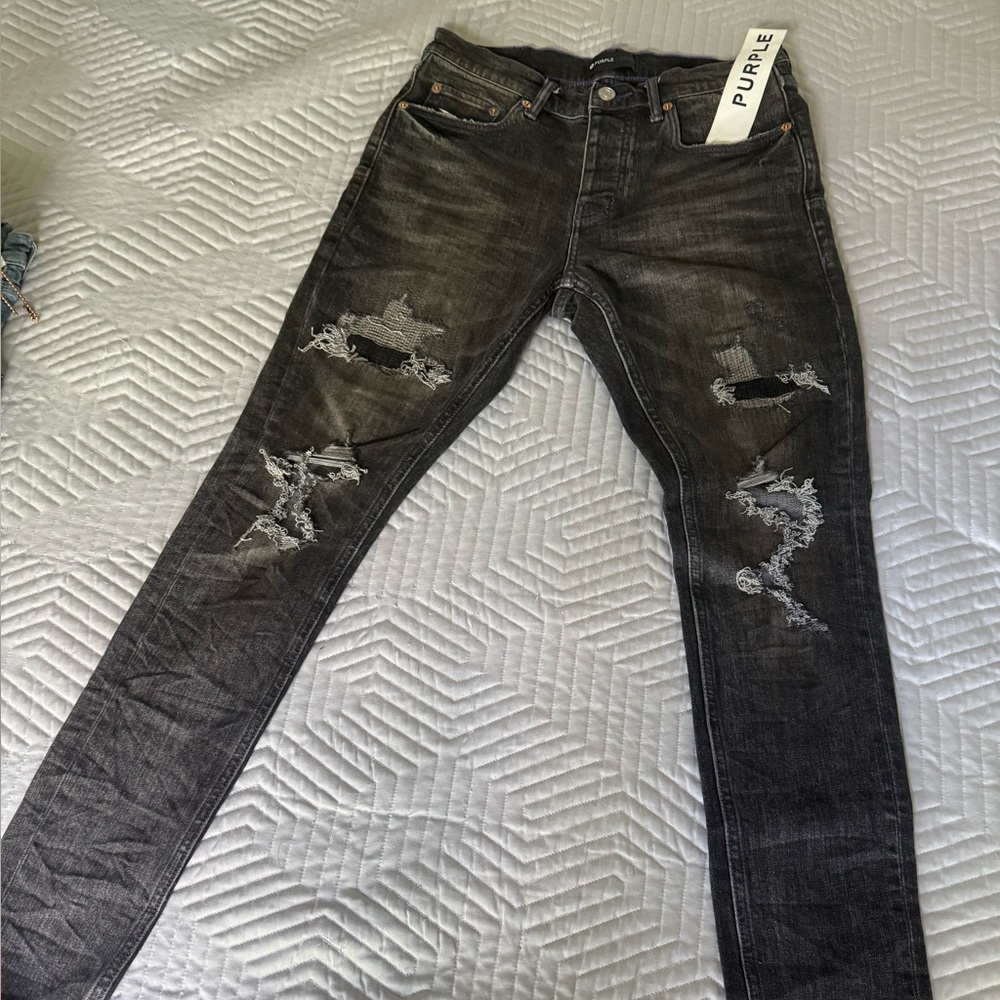 Men's Distressed Black Jeans